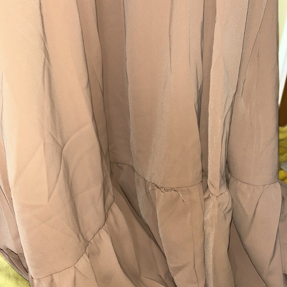 Tan Long Sleeve Tiered Sundress with Mock Neck - Picture 7 of 8